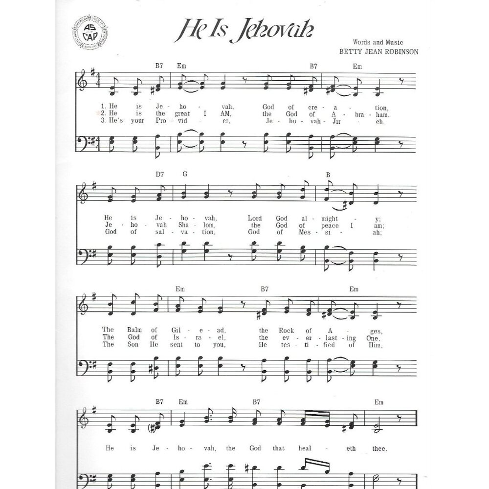 He Is Jehovah Sheet Music 1981 Betty Jean Robinson Christian Worship - Picture 3 of 3